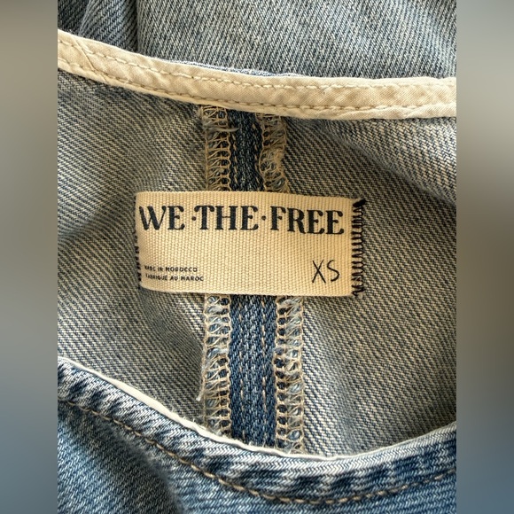 Free People We The Free High Roller Denim Jumpsuit Overalls XS - Picture 3 of 7